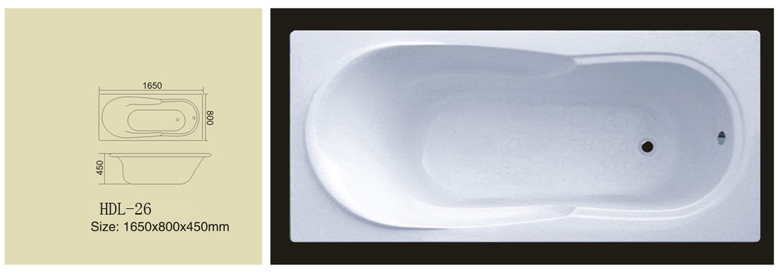 Acrylic bathtub, simple bathtub, common bathtub,sanitary ware, bathroom bath tub HDL-26