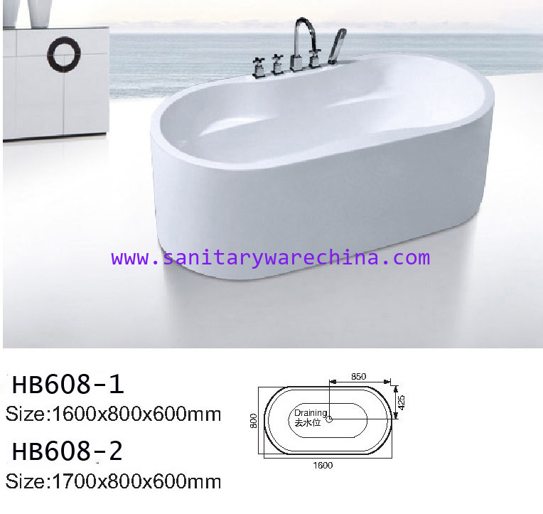 Bathtubs, freestanding Bathtub without faucet , hand shower HB608-1
