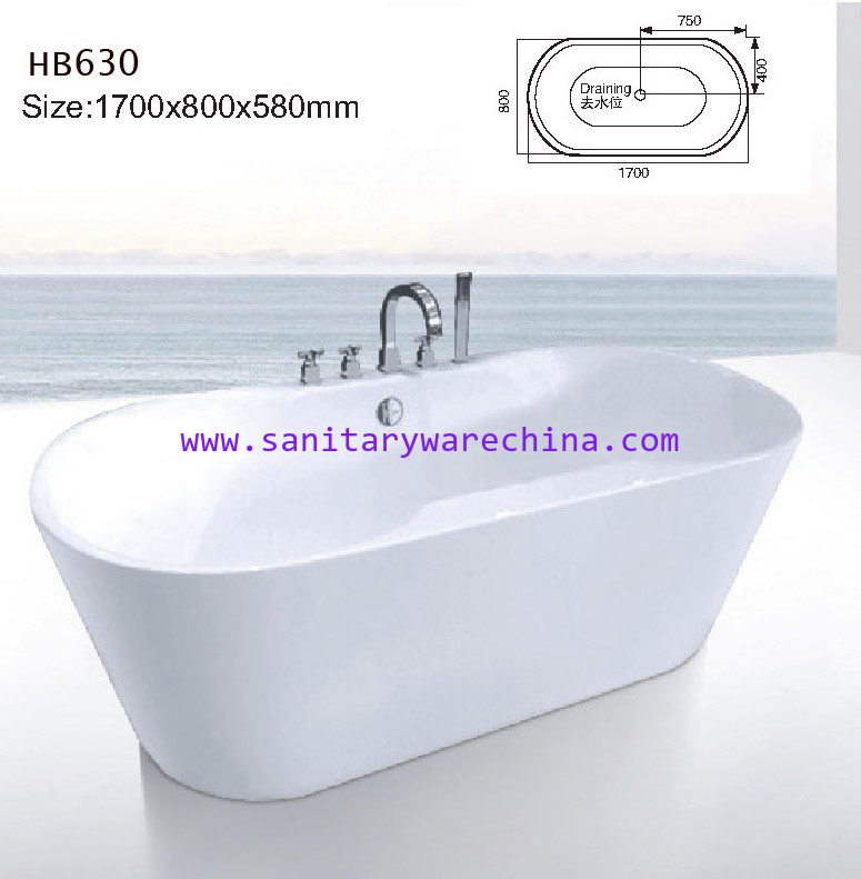 Bathtubs, freestanding Bathtub without faucet , hand shower HB630