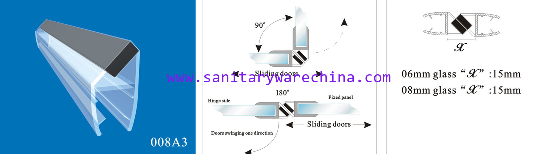 Sealing Strips/waterproof magnetic strips/shower door seals/PVC Magnetic Seal 008A3