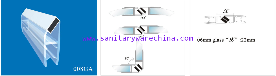 Sealing Strips/waterproof magnetic strips/shower door seals/PVC Magnetic Seal 008GA