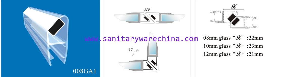 Sealing Strips/waterproof magnetic strips/shower door seals/PVC Magnetic Seal 008GA1