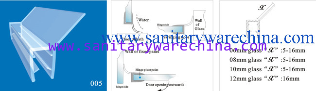 Sealing Strips/waterproof strips/shower door seals/PVC Seal 005