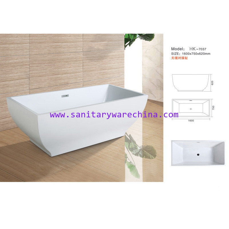 Modern Bathtub,Acrylic bathtub white color,Bathtub, seamless Bathtub. HK-7037 Size:160X75X62CM