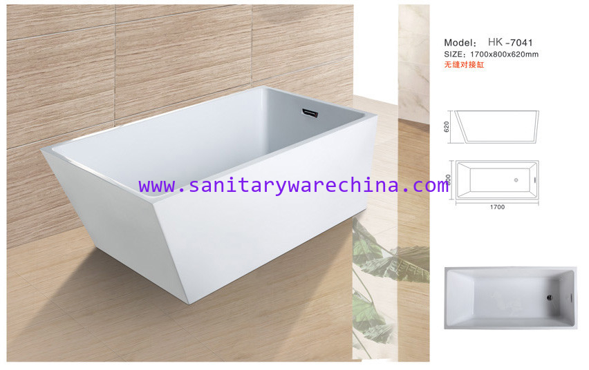 Modern Bathtub,Acrylic bathtub white color,Bathtub, seamless Bathtub. HK-7041 Size:170X80X62CM