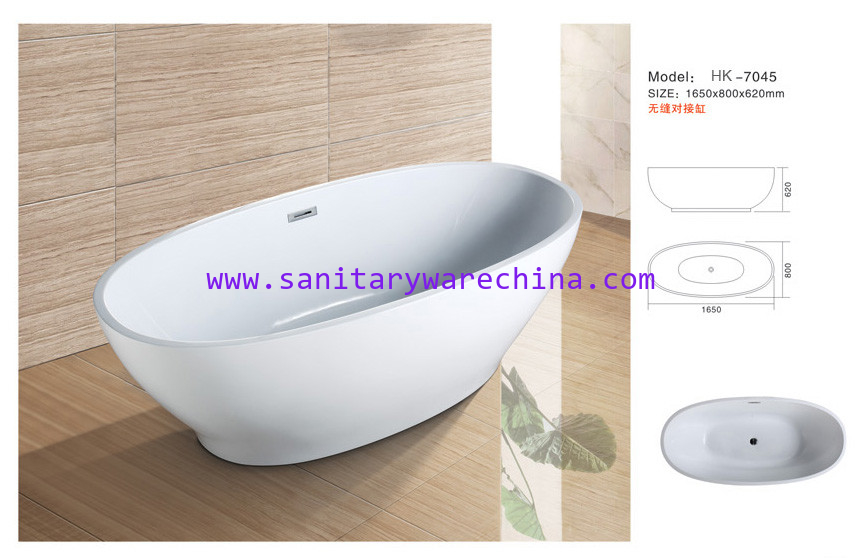 Modern Bathtub,Acrylic bathtub white color,Bathtub, seamless Bathtub. HK-7045 Size:165X80X62CM