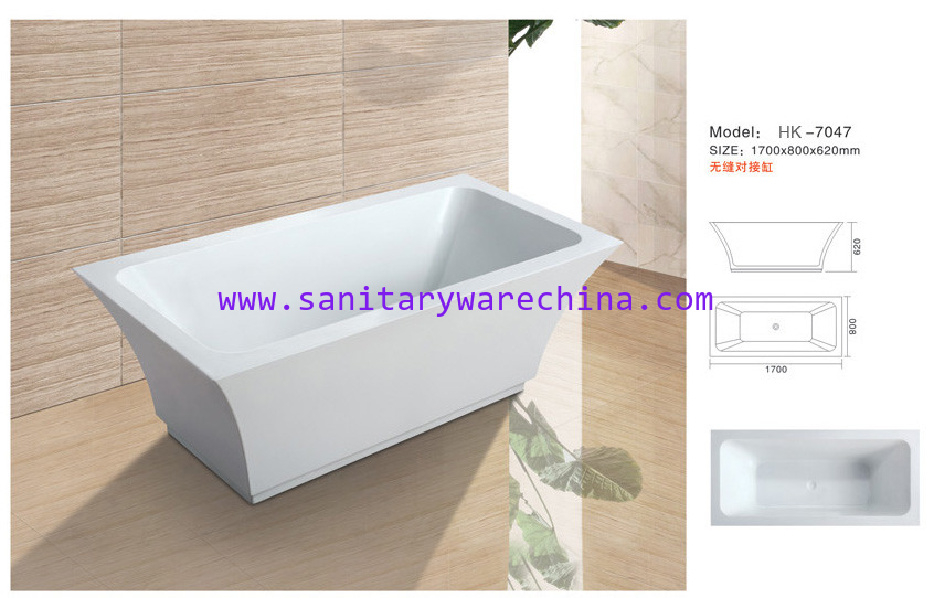 Modern Bathtub,Acrylic bathtub white color,seamless Bathtub. HK-7047 Size:170X80X62CM