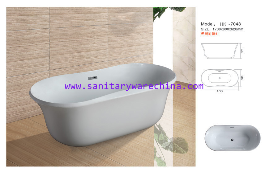Modern Bathtub,Acrylic bathtub white color,seamless Bathtub. HK-7048 Size:170X80X62CM