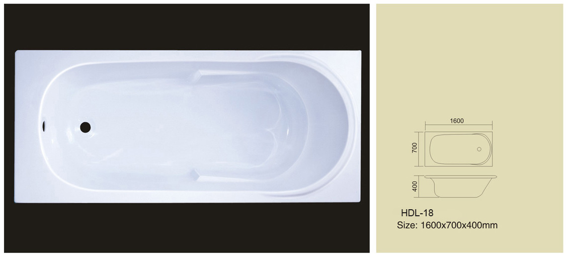 Acrylic bathtub, simple bathtub, common bathtub,sanitary ware, bathroom bath tub HDL-18